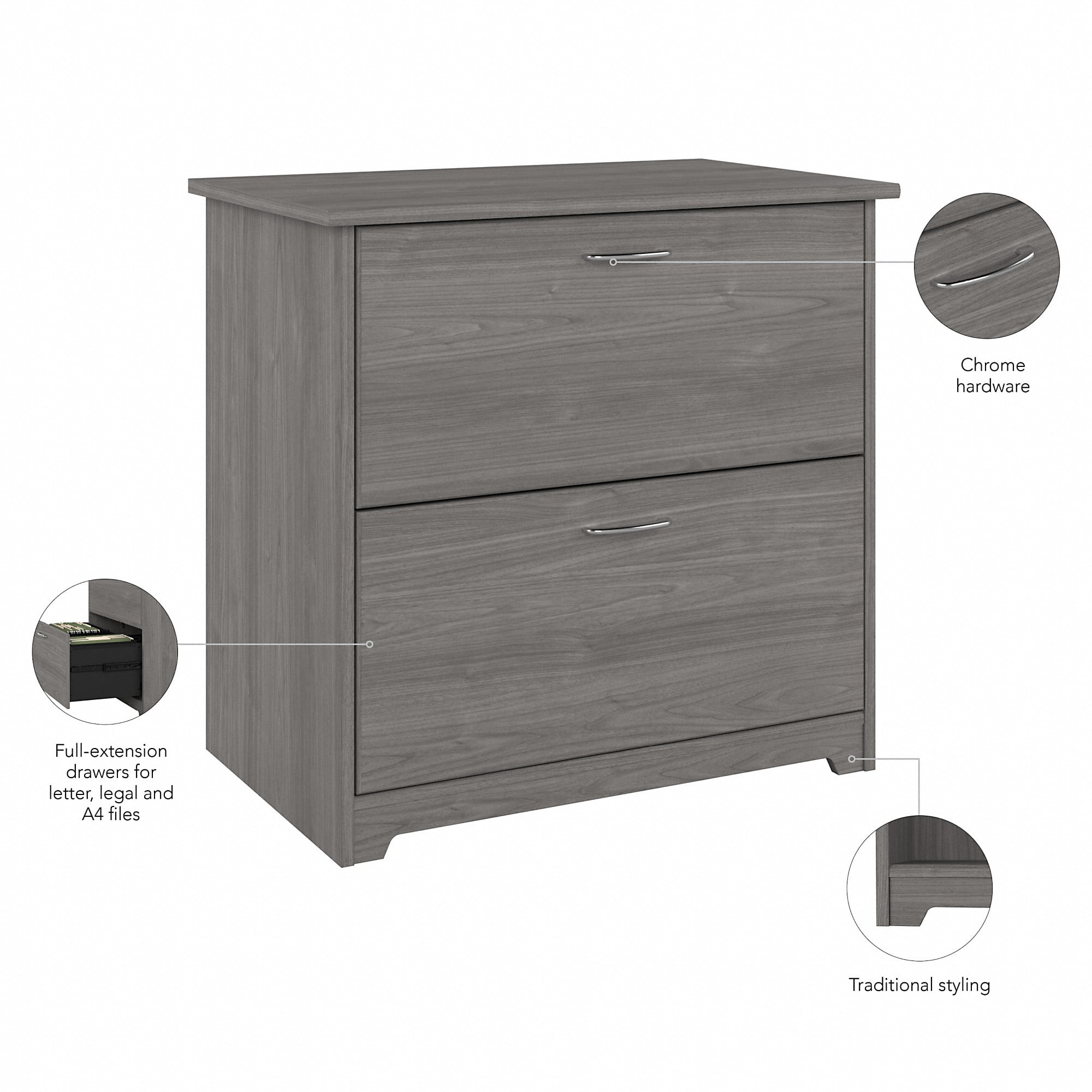 Bush Furniture Cabot Lateral File Cabinet, 2 Drawer, Modern Gray