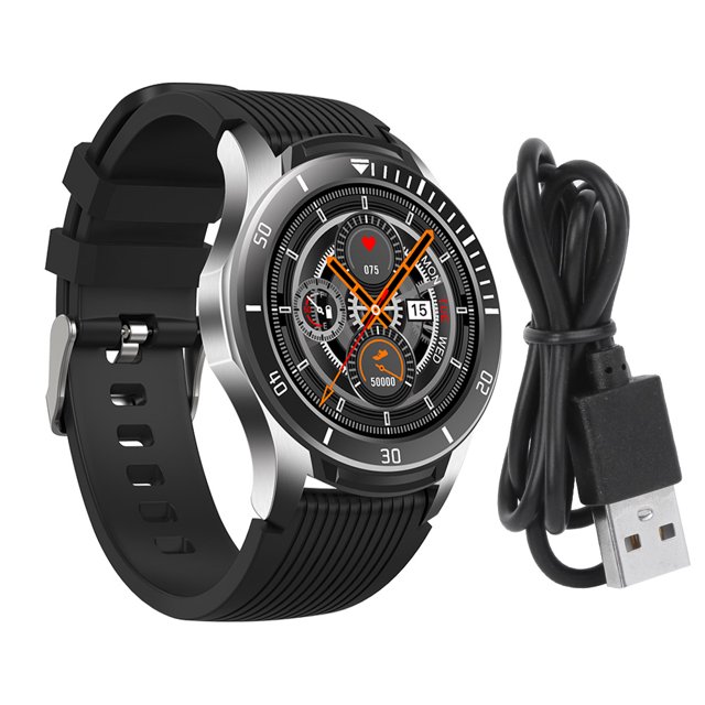 Reloj deportivo inteligente Pulsera de fitness impermeable Monitor de ritmo cardíaco recargable por USBNegro