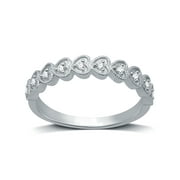 Angle View: Forever Bride 1/10 Carat T.W. Diamond Sterling Silver Pave-Set Hearts Promise Ring