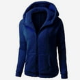 thumbnail image 2 of JUUYY Winter Coats for Men Casual Plus Size Solid Color Full Zip up Long Sleeve Plush Warm Hooded Coat Outwear Trendy Comfy Wool Sweater Tops with Pockets Navy L, 2 of 3