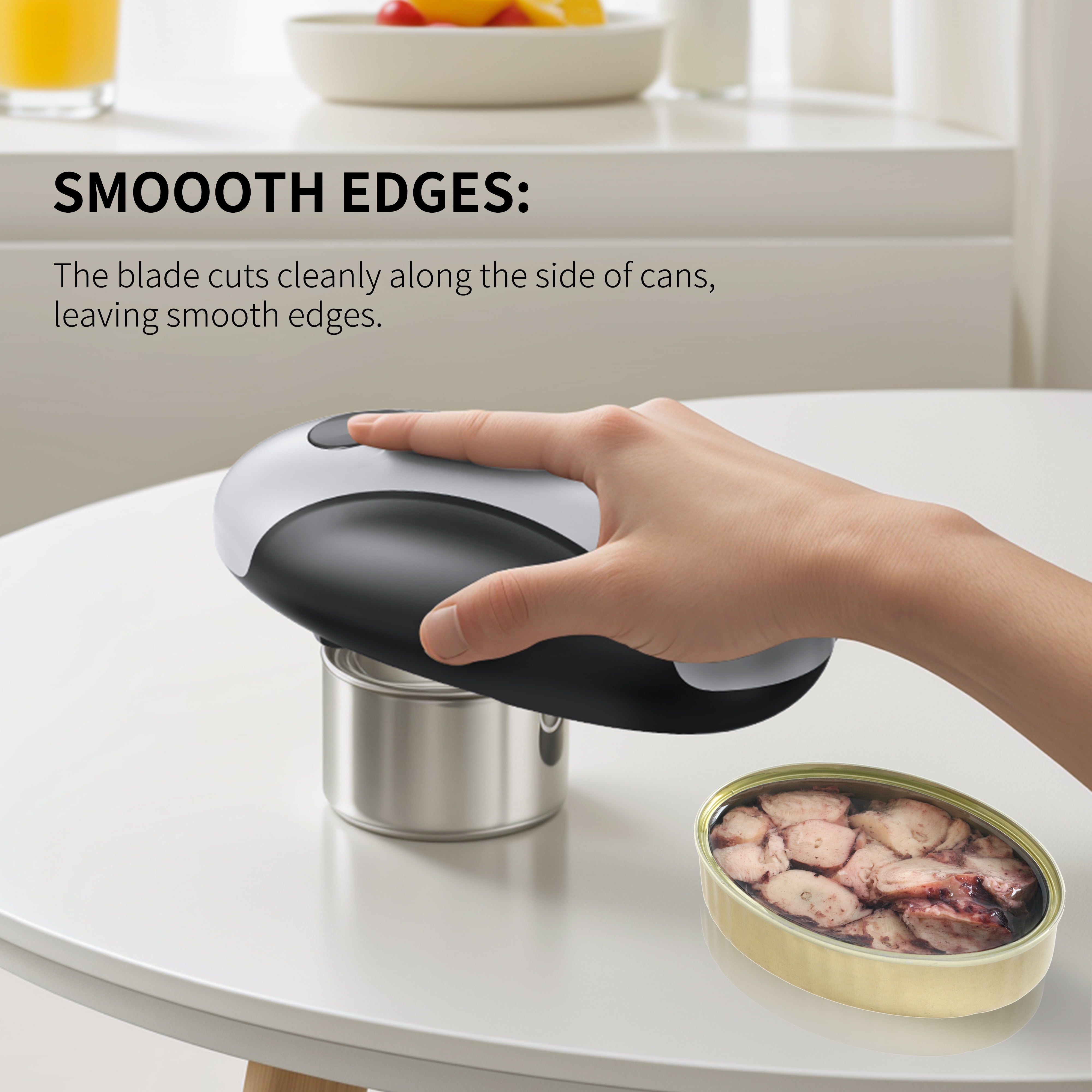 M‌SAS Electric Can Opener - USB Rechargeable Automatic Opener, Hands-Free Safe Design for All Can Sizes, Smooth Edge Kitchen Tool for Seniors with Arthritis