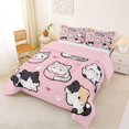 thumbnail image 3 of Manfei Cartoon Cat King Size Comforter Sets, Kawaii Animal Comforters King Size, Pink, Pink Reversible, 3-Piece, 1 Comforter and 2 Pillowcases, 3 of 7