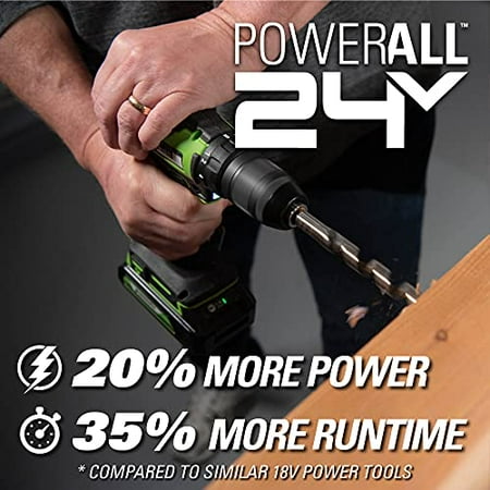 Greenworks - 24-Volt Cordless Brushless 1/2 in. Drill/Driver (2 x 1.5Ah USB Batteries, Charger and Bag) - Black/Green