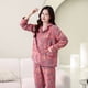 thumbnail image 1 of Pijama de algodón de primavera y otoño para mujer, de algodón, de doble capa, de hilo jacquard, de manga larga, de talla grande, para el hogar, se puede usar al aire libre, 1 of 6