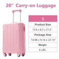 thumbnail image 2 of Hardshell Luggage, Lightweight Durable ABS Suitcase with Double Spinner Wheels, TSA Lock, 20 Inch Travel Carry On Luggage, Pink, 2 of 8