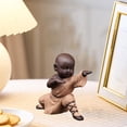 thumbnail image 4 of s adornos de monje Estatua de Buda de Juego de té Bandeja de té para el jardín en casa Estatuil para Bandeja de té Estantería Naranja cro Baoblaze estatua de monje de kung fu, 4 of 7