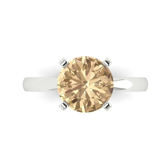 Clara Pucci 14K White Gold 3ct YellowMoissanite Solitaire Ring for Women