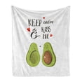 thumbnail image 1 of Valentine's Day Soft Flannel Fleece Throw Blanket, Cartoon Avocado Lovers Pop Culture Keep Calm Slogan, Cozy Plush for Indoor and Outdoor Use, 60" x 80", Grey Green Brown, by Ambesonne, 1 of 6