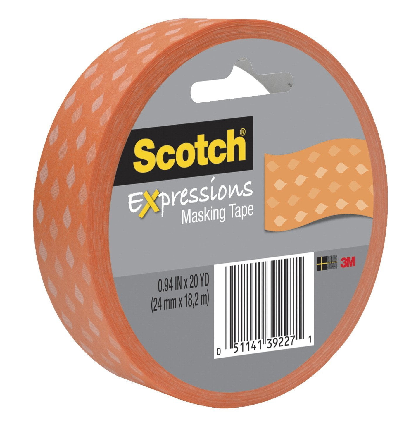 Scotch Expressions 0.94"x20 Yd Orange Diamond Print Masking Tape ...