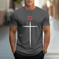 thumbnail image 2 of UVEASISHA Tshirts for Men Funny Novelty 3D Graphic Tees Short Sleeve Religious Faith T-Shirts Gift for Religious Believers Dark Gray L, 2 of 6