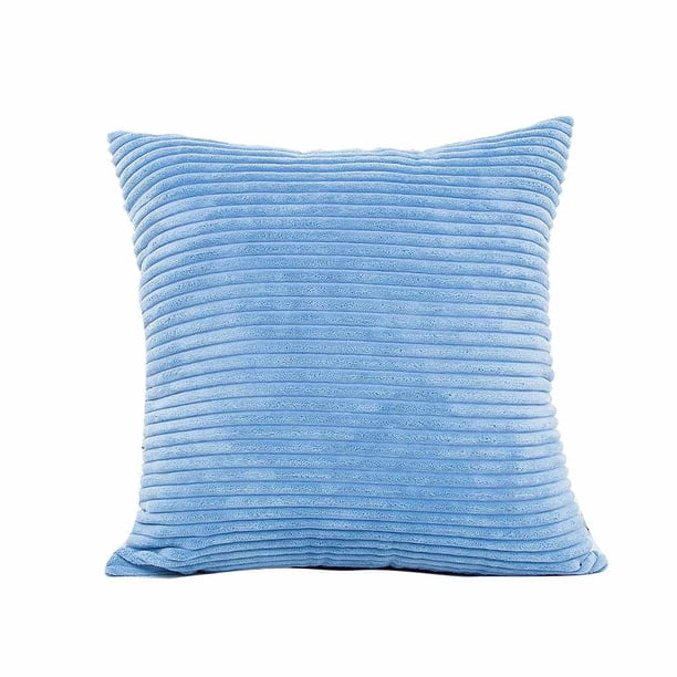 Ounissouiy Funda de almohada Cojín de pana Funda de sofá cuadrada a rayas Decoración para el hogar Decoración del hogar azul violáceo