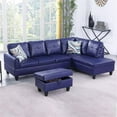thumbnail image 5 of Star Home Living 3-Piece Faux Leather Right Facing Sectional in Navy Blue, 5 of 5
