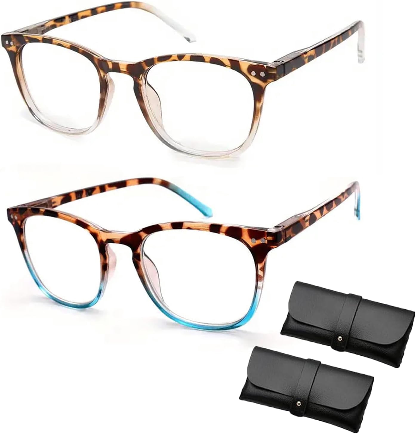 2PCS Protectivemethod Glasses - Women's Sexy Leopard Print Reading Glasses, Anti Blue Light Reading Glasses Women (3X,2PCS A)