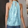 thumbnail image 6 of Guluxicc Halter Tops for Women Sleeveless Shirts Cocktail Vest Blouses Party Club Camisole Dressy Tank Tops, Blue, S, 6 of 8