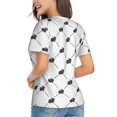 thumbnail image 3 of Xecao Black Rabbit for Women's V-Neck T-Shirts-Elegant Half-Sleeve Tops Perfect for Summer-X-Large, 3 of 5