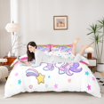 thumbnail image 2 of Manfei Cute Unicorn Comforter Cover King,Kawaii Cartoon Rainbow Bedding Sets King Size,Multicolor Cartoon Stars Print Bed Cover For Teens,Ultra Soft Home Decor Reversible（No Comforter）,3 Pieces, 2 of 6