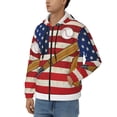 thumbnail image 3 of Wukai American Flag And Baseball Print Men's Zip-Up Hoodie,Fleece Full-Zip Hoodie for Men, Hooded Sweatshirt-3X-Large, 3 of 5