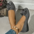 thumbnail image 3 of Bow Wedges Dress Shoes for Women Ladies 2025 Bowknot Suede Pointed Toe Business Office Formal Fall Low Heels, 3 of 7