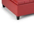 thumbnail image 5 of Harrison 36 inch Wide Transitional Coffee Table Storage Ottoman in Crimson Red Vegan Leather, 5 of 11