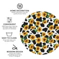 thumbnail image 3 of Lsque Cute Cow Print Sunflower C Pattern 4" Drink Coasters Set of 4, PVC Leather Absorbent Coasters, Table Coaster Set Decorative Coffee Cup Coasters Housewarming Gift -Round Shape, 3 of 6