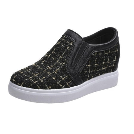 

casual shoes for Women Women Shoes Fashion Flat Bottom Thick Bottom Inner Heightening Single Shoe Slip On Casual Shoes Mesh Dress Sandals for Women Black