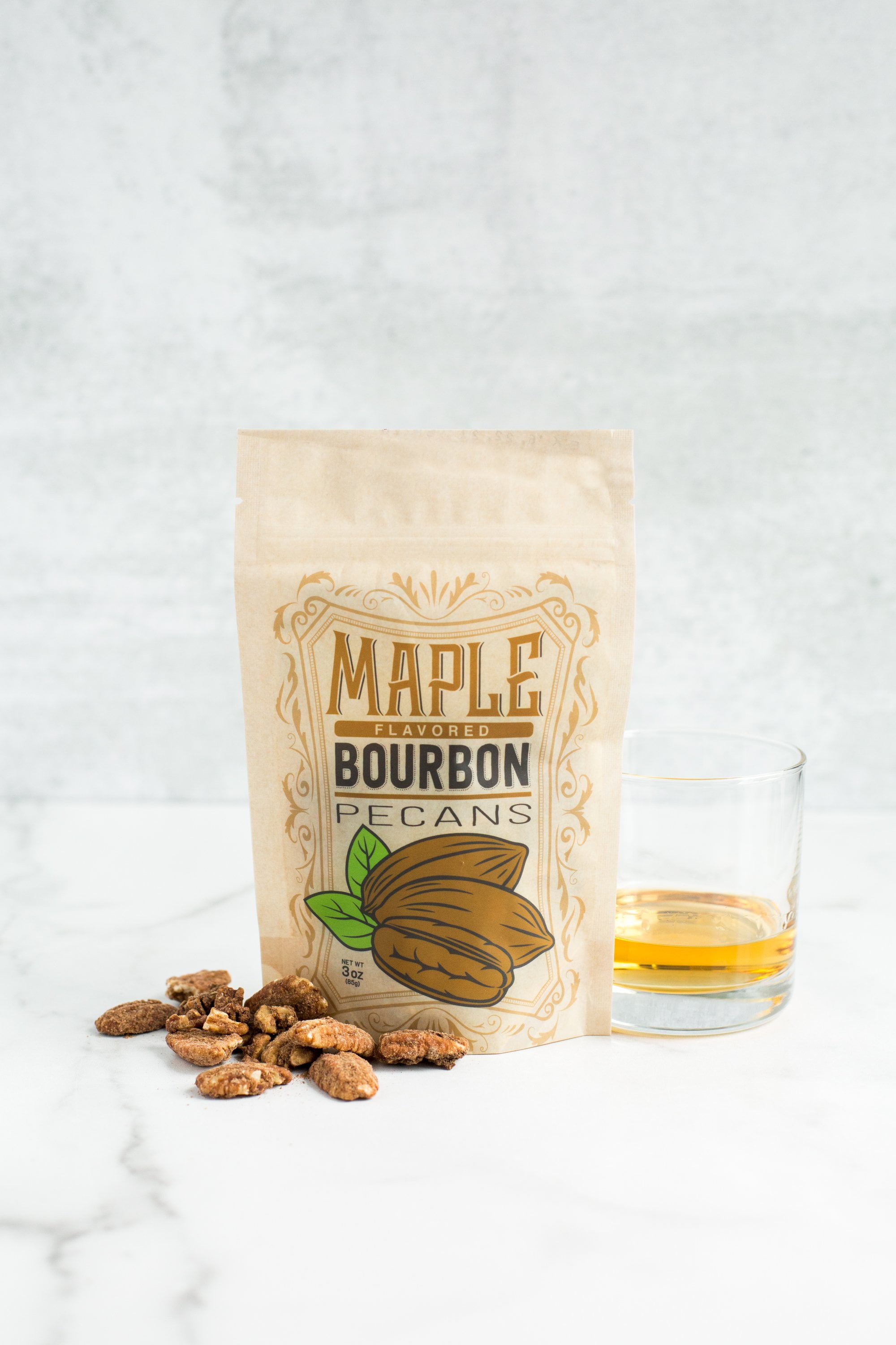 Sugar Plum Kettle-Cooked Maple-Flavored & Bourbon-Infused Pecans - Nut Snacks -  Five 3-Ounce Bags