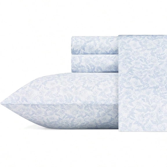 - Queen Sheet Set Buttery-Soft Bed Sheets with a Naturally Silky Smooth Cotton Sateen Lightweight Feel - Matching Pillowcases Fitted Sheet Blossoming Blue