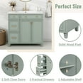 thumbnail image 3 of 36" Bathroom Vanity with Resin Sink, Solid Wood Freestanding Single Basin Vanity with 2 Drawers & 1 Adjustable Storage Shelf, Wood Bathroom Cabinet with 2 Soft-close Doors, Green, 3 of 7