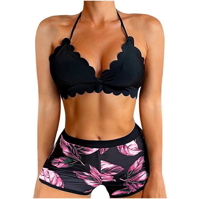 DPTALR Women's Two Piece Halter Swimsuits Summer Swimming Womens Swim Suits Tummy Control Halter Tankini Swimsuits for Women