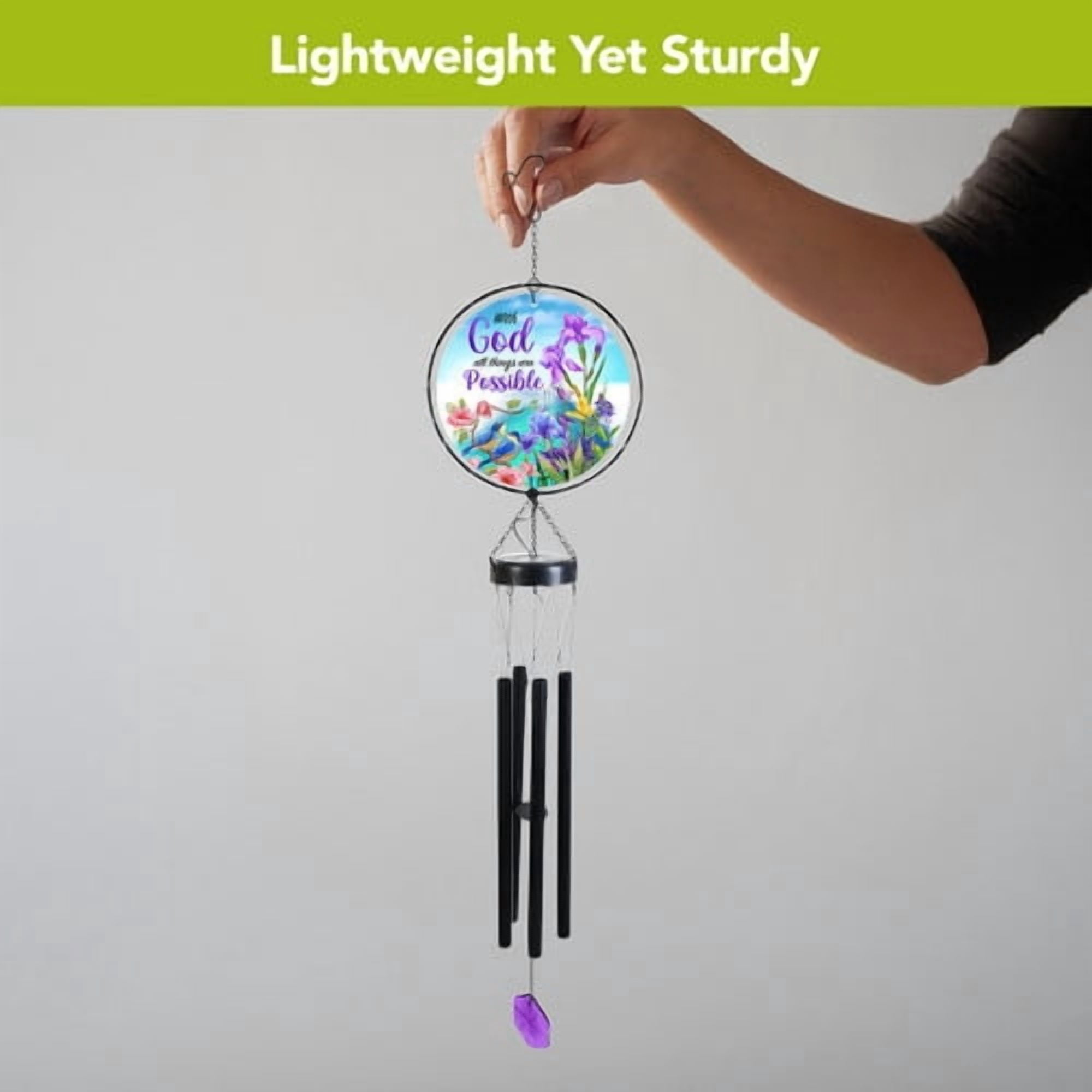 Briarwood Lane With God Illuminated Wind Chime