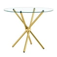 thumbnail image 6 of Tcbosik Round Tempered Glass Dining Table for 2-4 Person, 36.6 inch Small Kitchen Table with Metal Legs for Living Room, Gold, 6 of 8