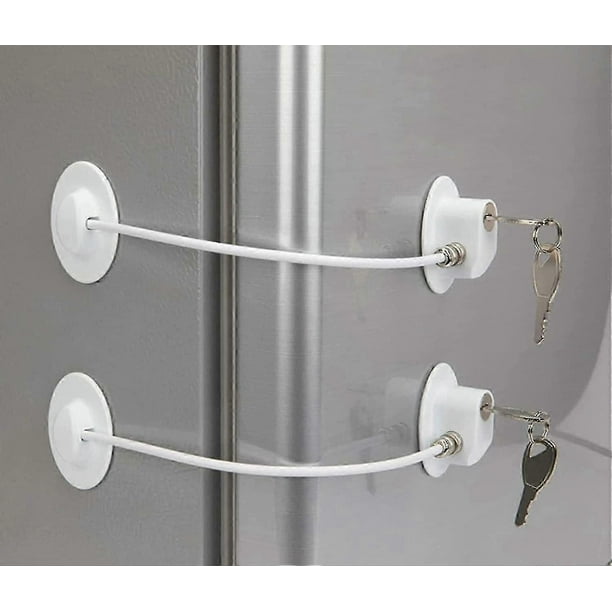 2 Pack Refrigerator Lock With 4 Keys, Refrigerator Lock Dorm Freezer Door Lock And Child Safety Cabinet Lock With Strong Adhesive..