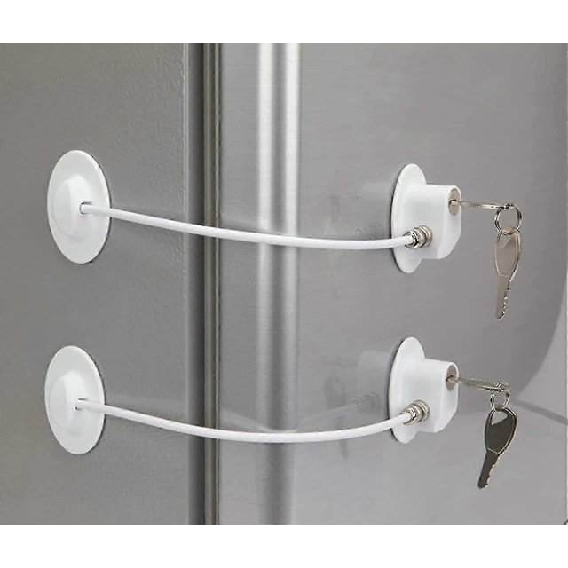 2 Pack Refrigerator Lock With 4 Keys, Refrigerator Lock Dorm Freezer Door Lock And Child Safety Cabinet Lock With Strong Adhesive..