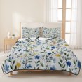 thumbnail image 2 of Queen Quilt Set 90''x96'', Blue Yellow Spring Floral Lightweight Bedspread Coverlet Set with 2 Pillow Shams, Elegant Summer Botanical Green Breathable All Season Quilt Bedding for Bedroom/Guest Room, 2 of 8