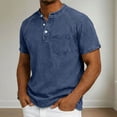 thumbnail image 4 of Miqool Washed Denim Shirt for Man Short Sleeve Collared Casual Lightweight Ruched Summer Jean Top with Chest Pockets, 4 of 8