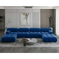 thumbnail image 1 of Sodrens Sectional Sofa,U-Shaped Modular Couch with Ottomans,Modern Velvet Sofa Set for Living Room,Blue, 1 of 10