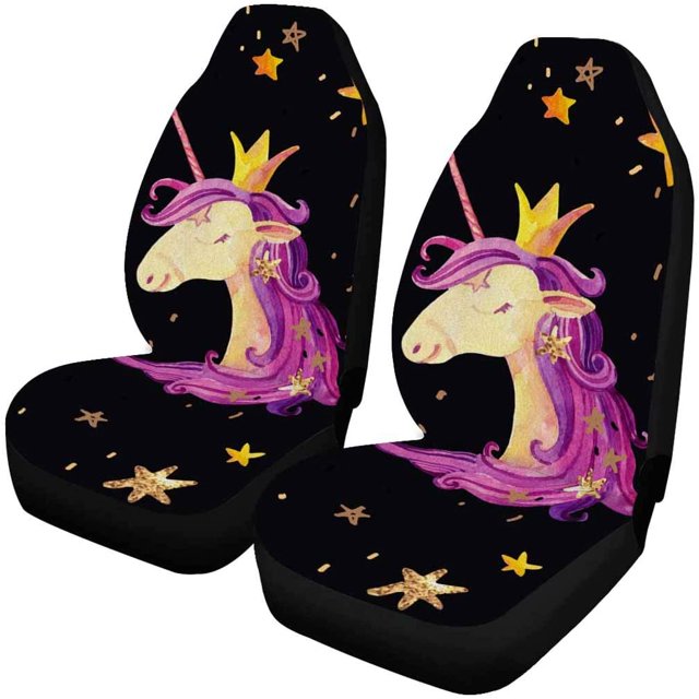 ABPHQTO Juego de 2 fundas de asiento de coche Unicorn Universal Auto Asientos delanteros Protector para coche, SUV sedán, camión