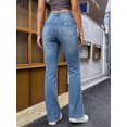 thumbnail image 7 of Women's High Waisted Straight Leg Jeans Distressed Blue Denim Cuffed Casual Pants, 7 of 7