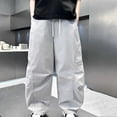 thumbnail image 5 of NAISIBABY Kids Boys Cargo Pants, Drawstring Baggy Summer Lightweight Fashion Hiking Outdoor Pants Beige Size 6, 5 of 8