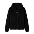 thumbnail image 5 of NominalSnug Fuzzy Fleece Jackets for Women Full Zip up Long Sleeve Coat Stand Collar Outwear Thicken Winter Warm Colthes, 5 of 8