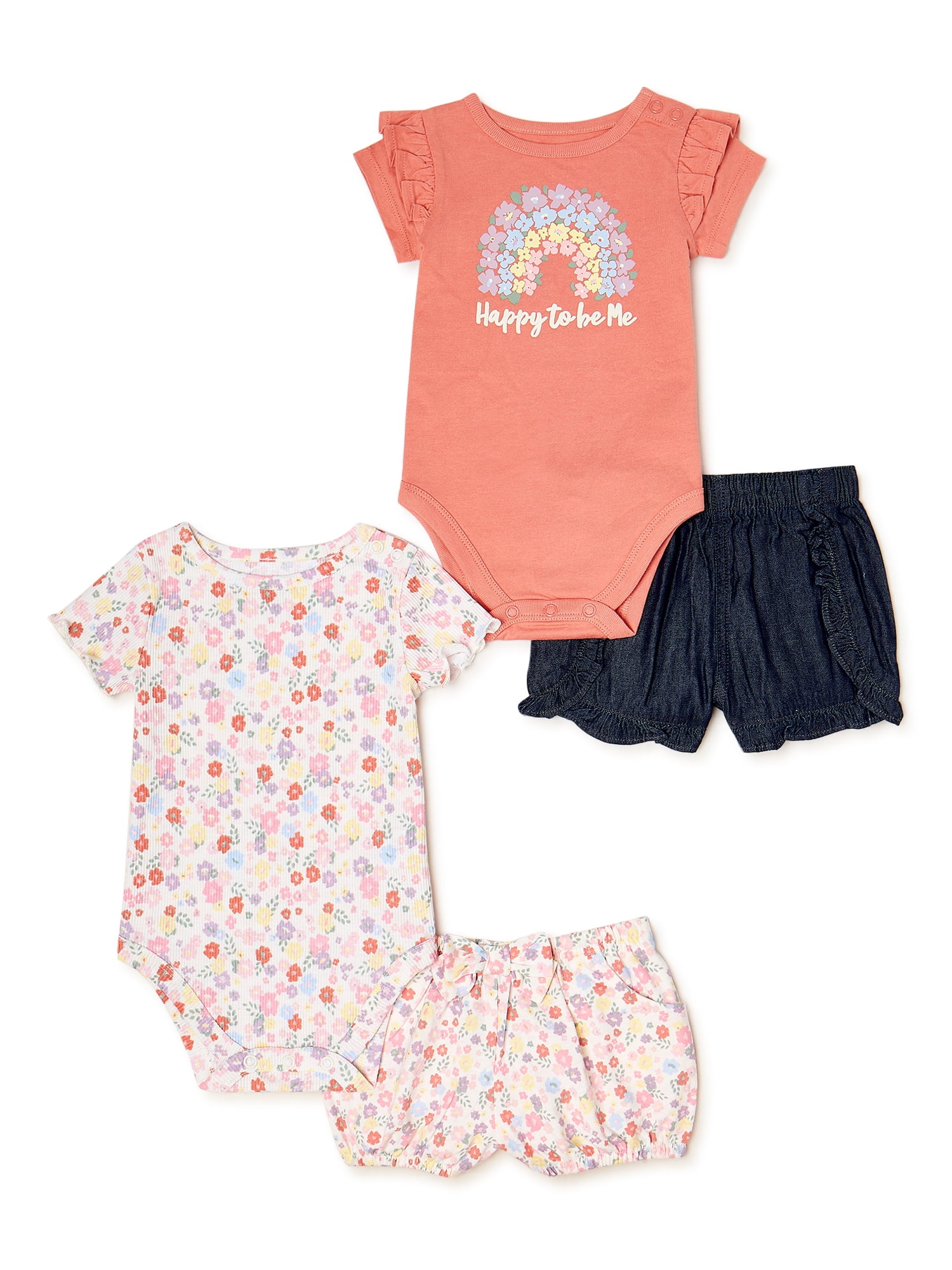 Toddler Baby Girls Bodysuit Short-Sleeve Onesie Boxing Cartoon Print Outfit Spring Pajamas