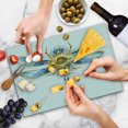 thumbnail image 4 of Dragonfly Cutting Board, Close-Up View of Mechanical Dragonfly with Multifaceted Eyes Gears Body Print, Decorative Tempered Glass Cutting and Serving Board, Large Size, Yellow Blue, by Ambesonne, 4 of 5