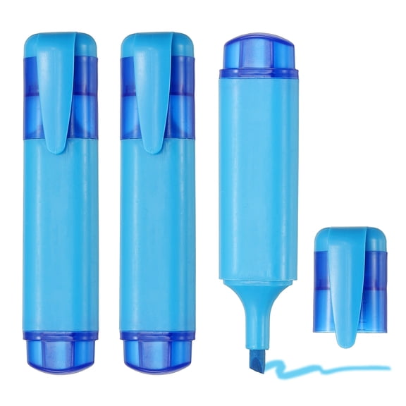 Uxcell Highlighter Pen, 3 Pack Water Based Broad Tip Writing Marker Pens Cute Pastel Colored Highlighter Studying Supplies for Office Home Daily Use, Light Blue