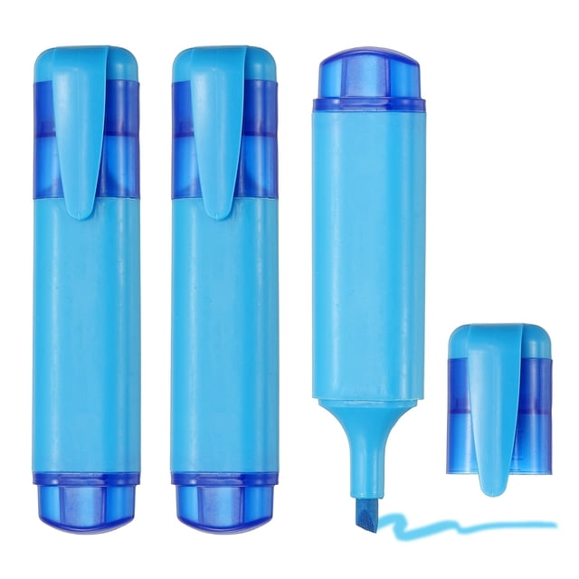 Bolígrafo Resaltador Uxcell, Paquete de 3 Marcadores de Punta Ancha a Base de Agua, Lindos Resaltadores de Colores Pastel para Suministros de Estudio en Oficina y Uso Diario en Casa, Azul Claro