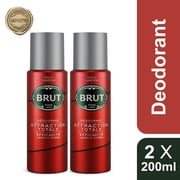 Brut Attraction Totale Deodorant Body Spray For Men Pack Of 2X 200ml - 6.7 Fl.oz. Each | Masculine Long Lasting Deo With Citrus, Fruity & White Musk Notes | Daily Wear Deo For Boys
