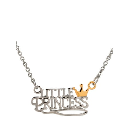 Connections from Hallmark Girls' Stainless Steel Two-Tone "Little Princess" with Crown Necklace