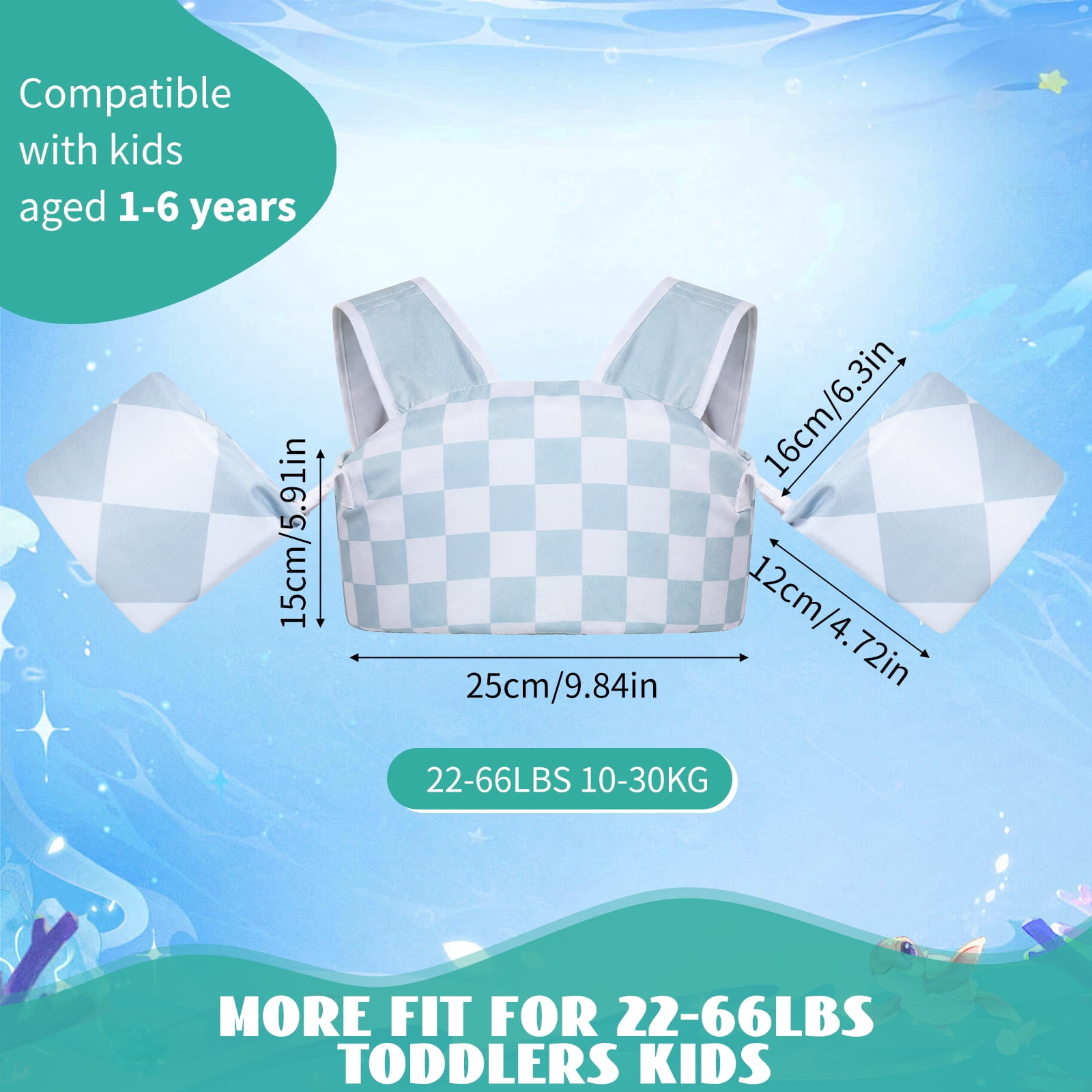 Gogokids Kids Toddler Swim Vest Life Jacket,Toddler Floaties Fit 22-66 Lbs,Pool Float Jumper Detachable Arm Floaties Water Wing for Boys Girls