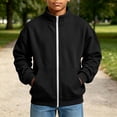 thumbnail image 5 of Cethrio Boys Full Zip Sweatshirts, Stand Collar Casual Fleece-lined Long Sleeve Fall Jackets with Pockets Size 13-14 Years Black, 5 of 7