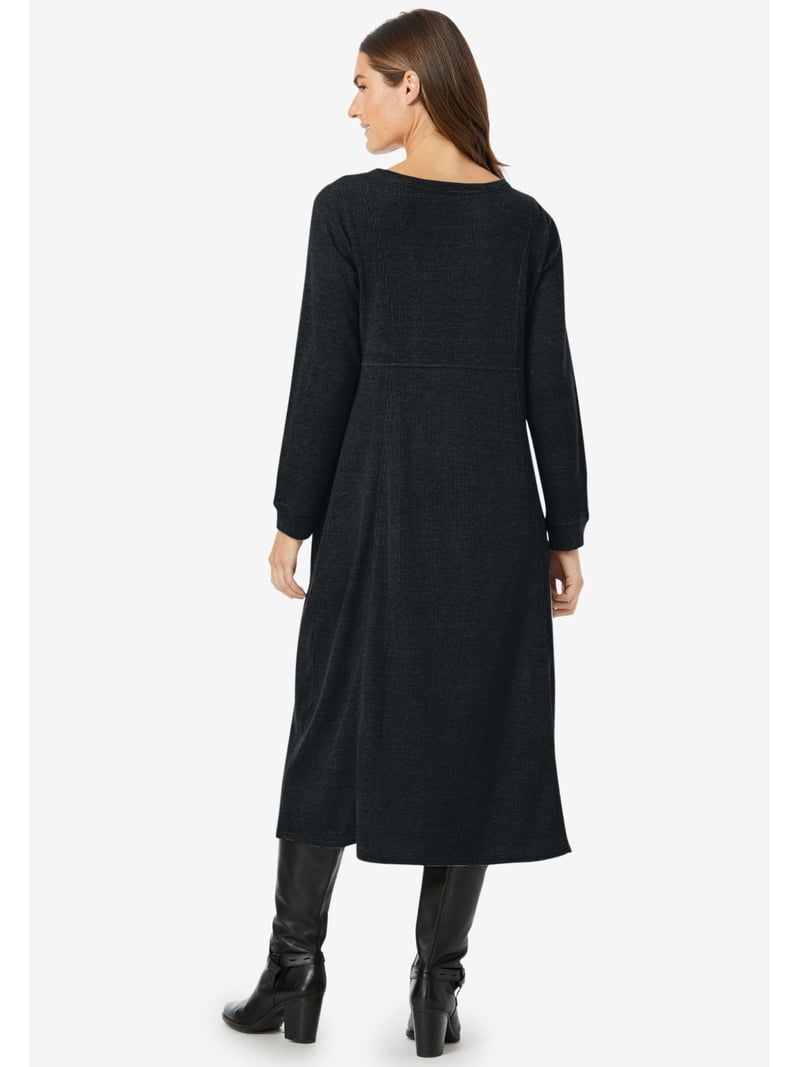 thermal knit a line dress The Normal Brand Vintage Thermal Midi Dress
