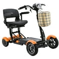 thumbnail image 2 of Foldable Electric Mobility Scooters with Rechargeable Lithium Battery, Exclusive Wide Leather Seat, Up & Down Armrests for Easy Transfer - Matte Orange, 2 of 15